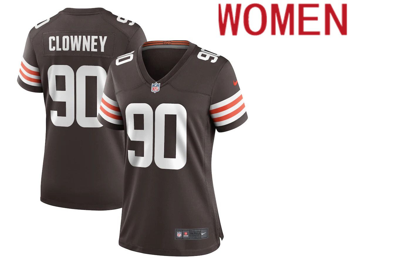 Women Cleveland Browns #90 Jadeveon Clowney Nike Brown Game NFL Jersey